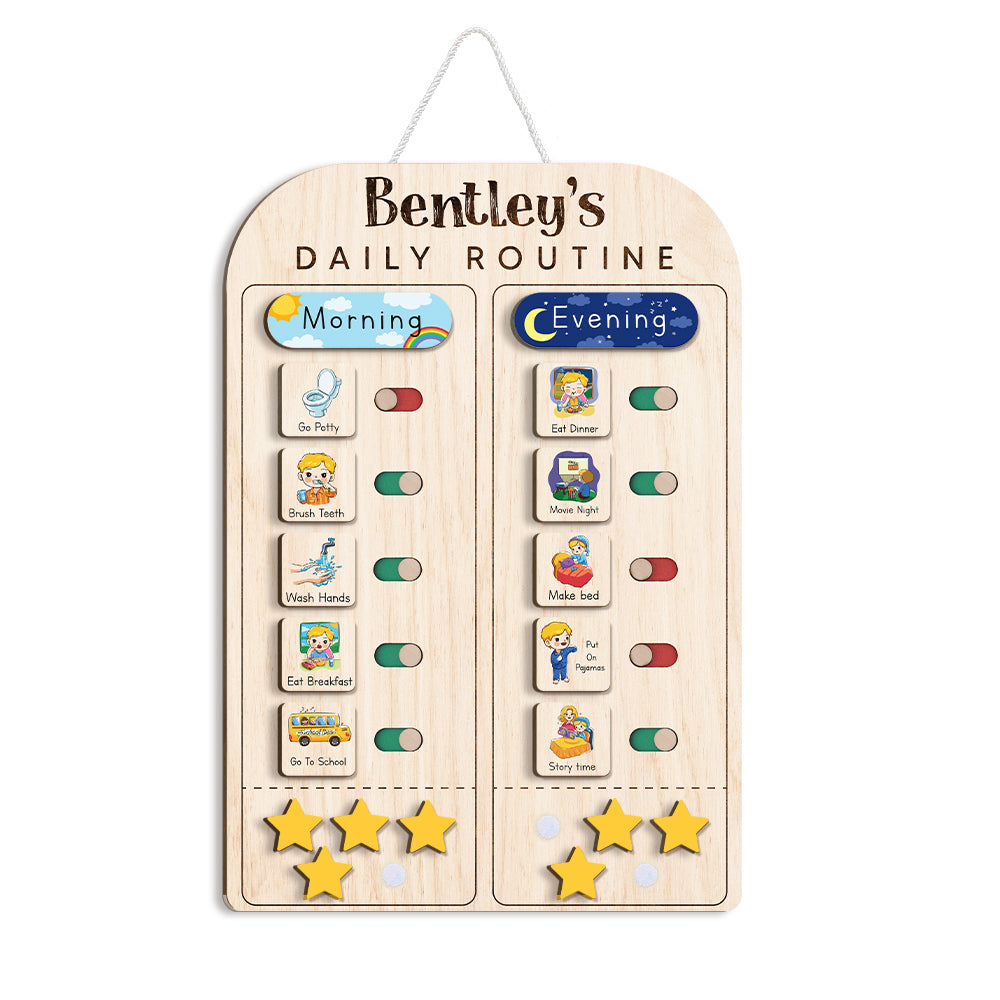Kids Daily Routine With Stars, Chore Chart For Boys Girls Custom Name, Gift For Kids