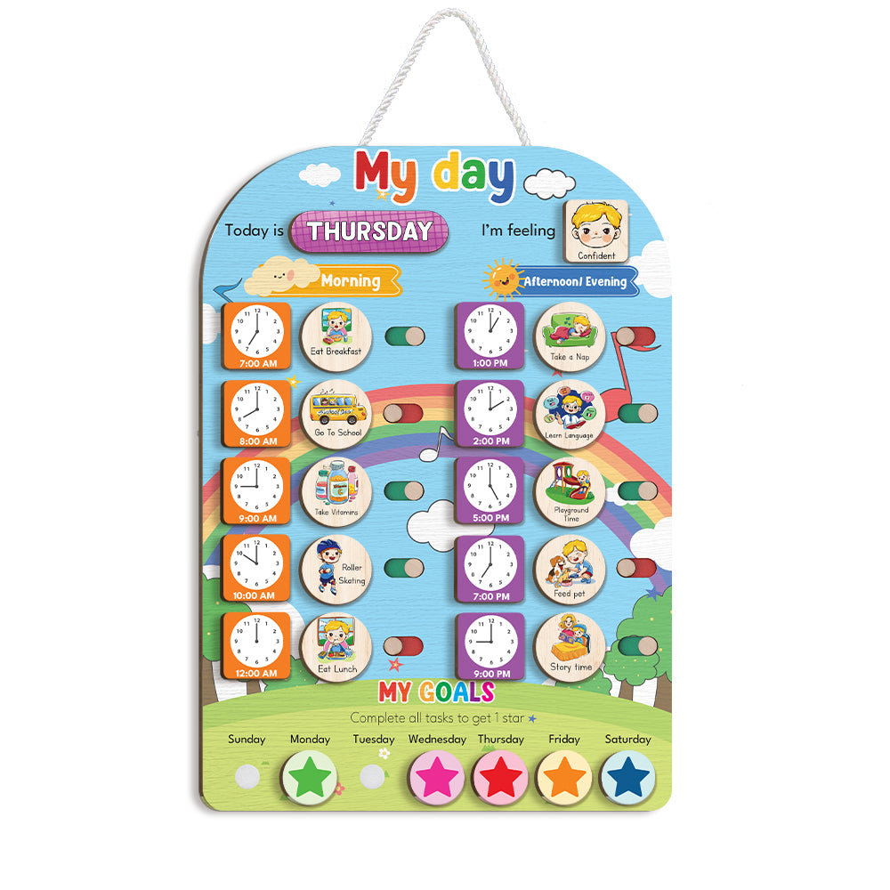 My Day Wooden Daily Routine For Kids, Chart Of Chores For Kids