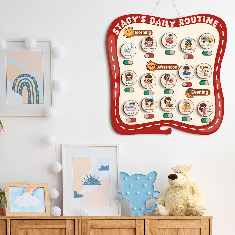 Personalized Toddler Routine Chart, Daily Responsibility Chart For Boys, Girls, Toddler Routine Board