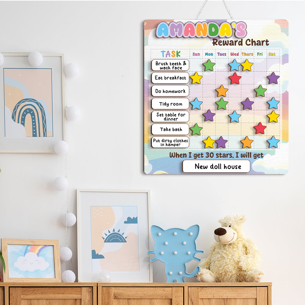Personalized Wooden Chore Chart For Kids, Daily Routine Custom Name, Morning Routine Chart For Toddler
