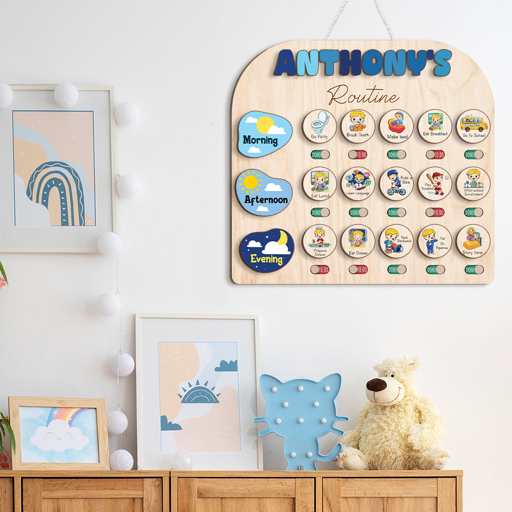 Toddler Routine Chart For Kids, Kids Checklist Chart Of Chores For Kids With Custom Name