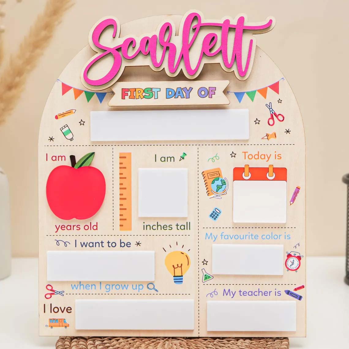 Personalized First Day of School Sign, Last Day School Board, Custom Wooden Back to School Sign for Kids