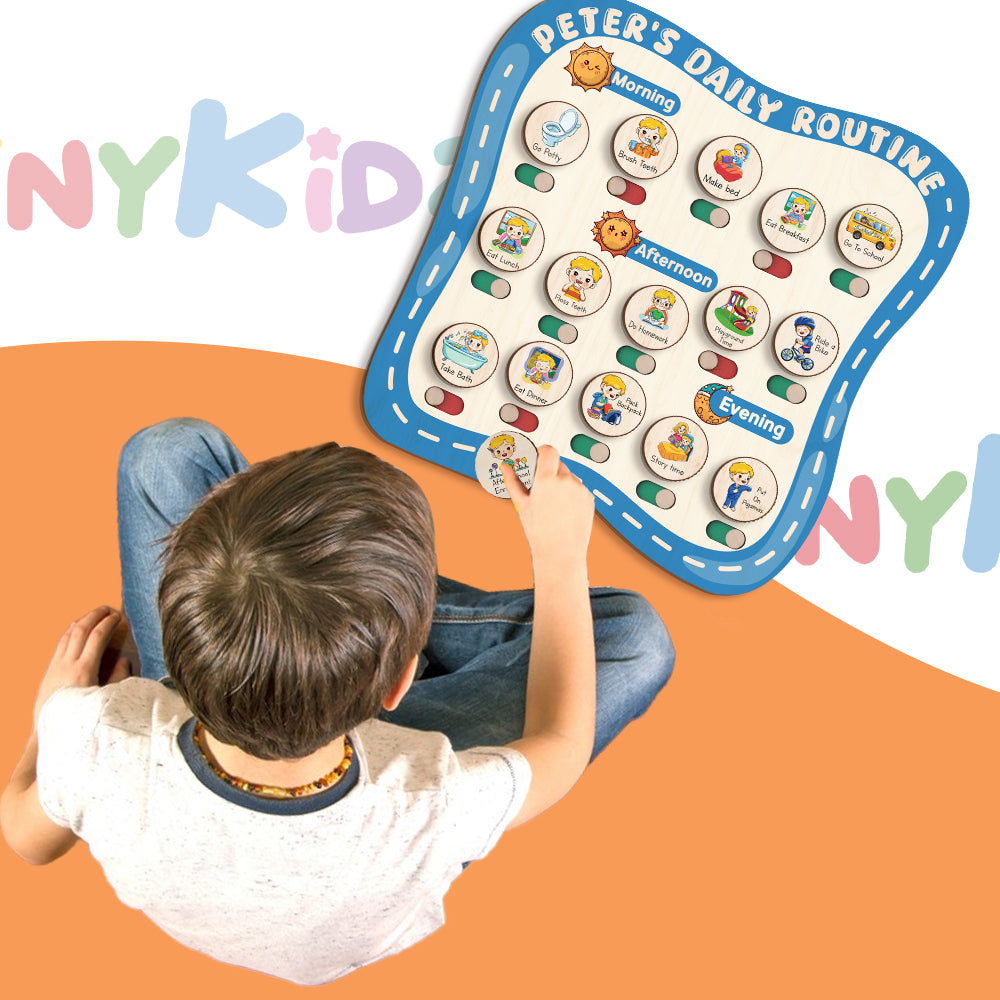 Personalized Toddler Routine Chart, Daily Responsibility Chart For Boys, Girls, Toddler Routine Board