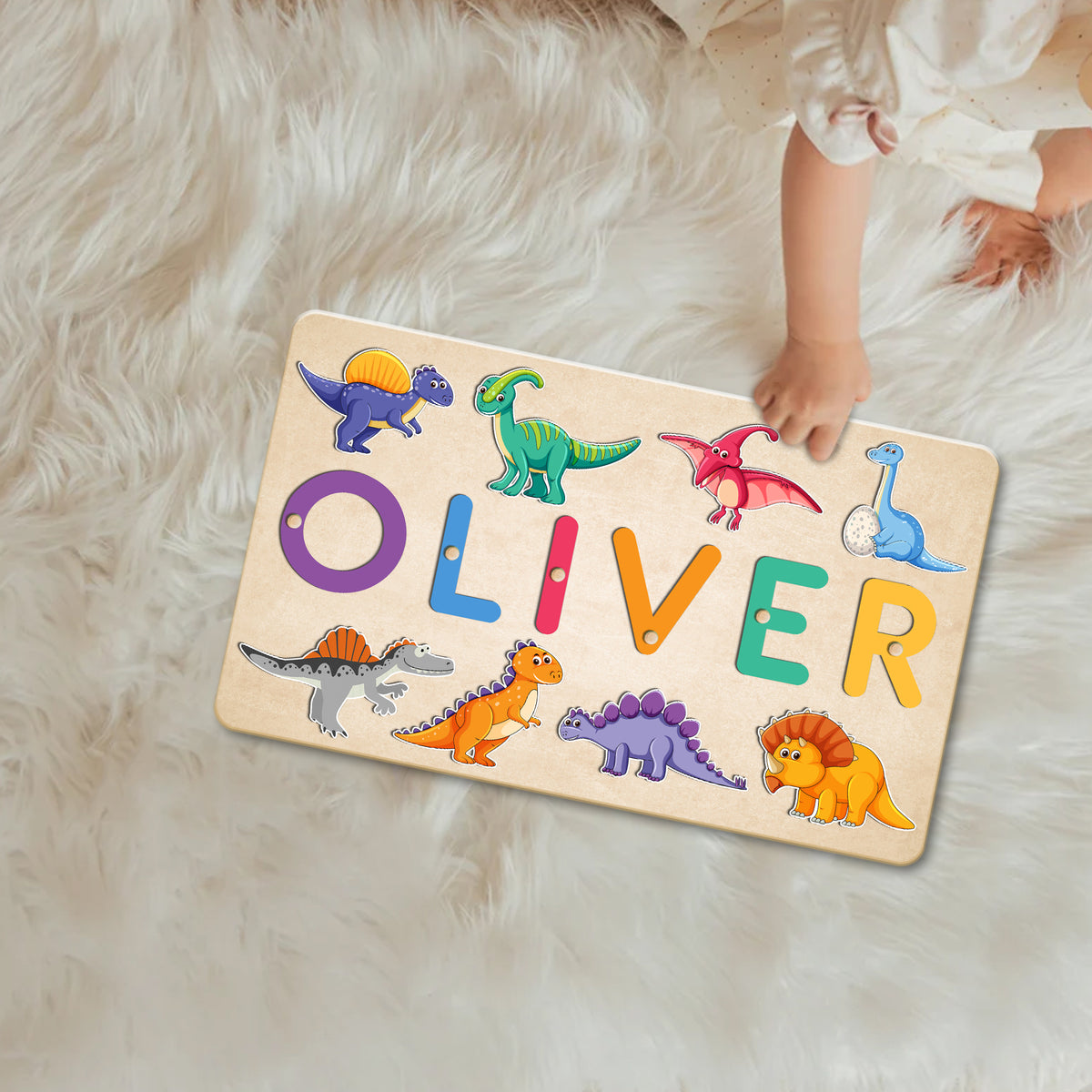 Personalized Dinosaur Toys Name Puzzle: Wooden 1st Birthday & Christmas Gift