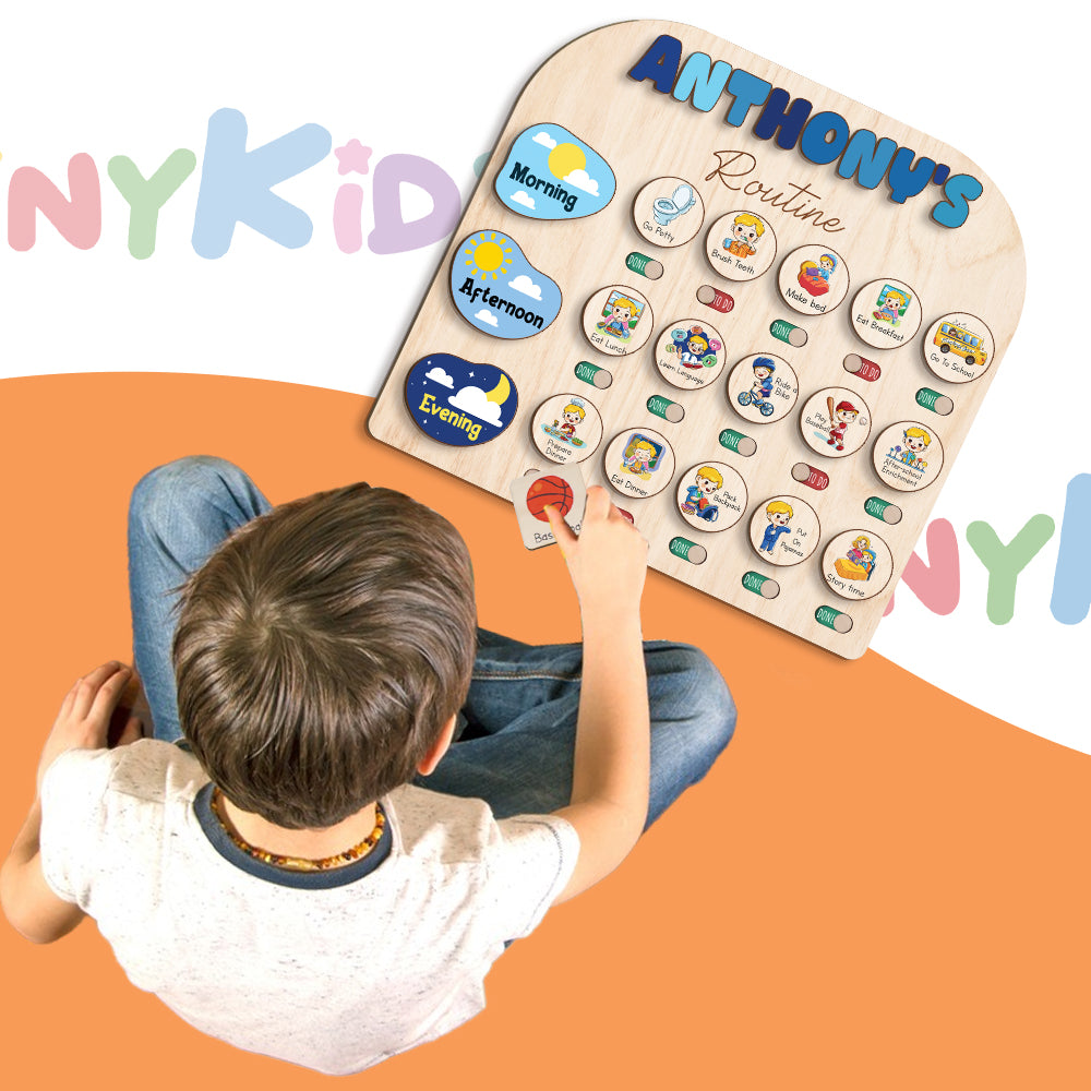 Toddler Routine Chart For Kids, Kids Checklist Chart Of Chores For Kids With Custom Name