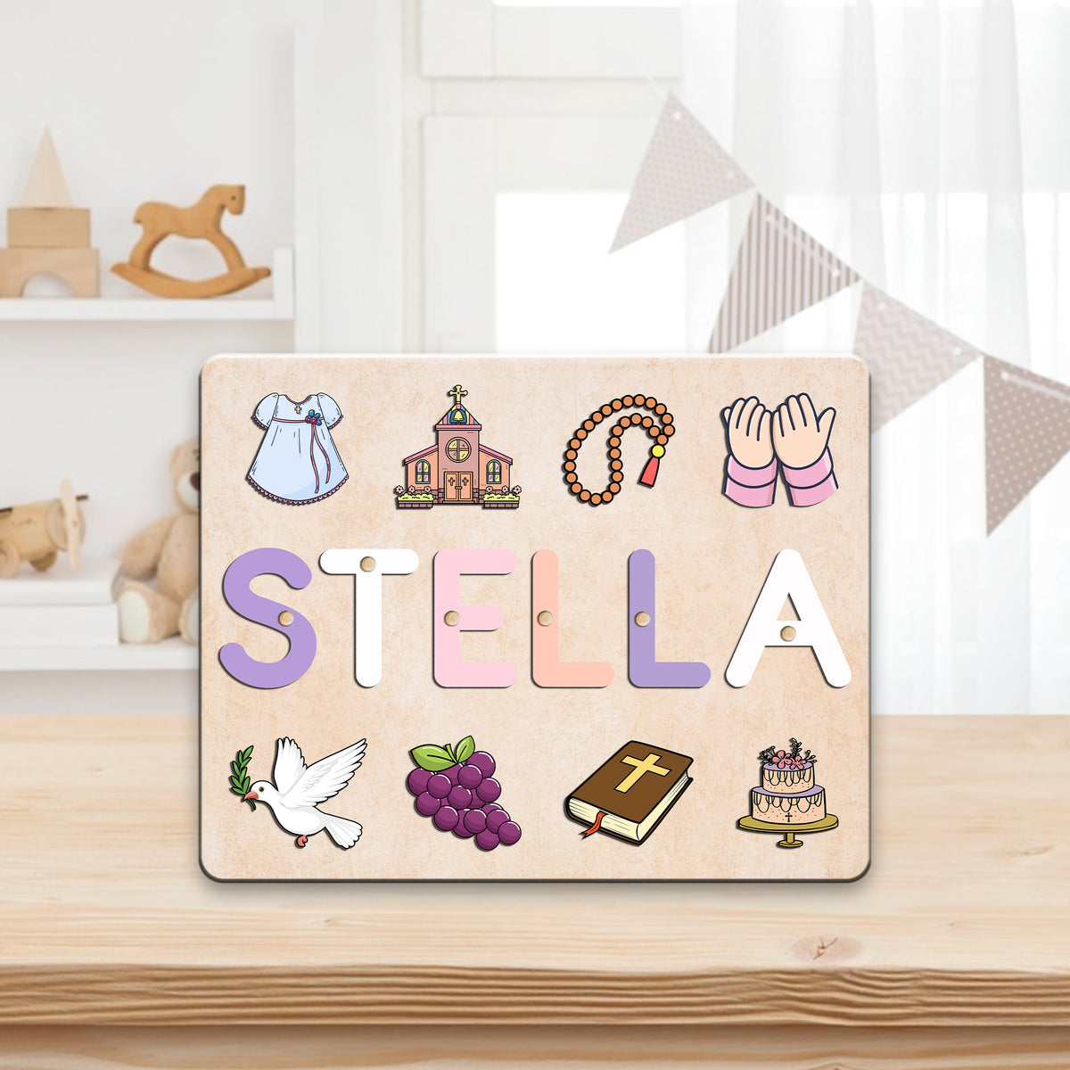 Personalized Baby Girl Name Puzzle Wooden Baptism & Dedication Gift, Montessori Toys For Kids
