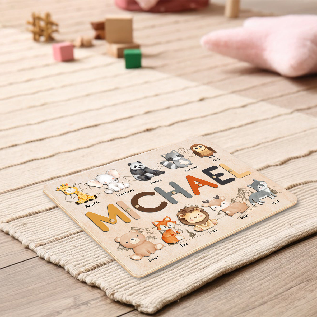Animal Name Puzzle: Personalized Wooden Toys for Toddlers, Montessori Toys For Kids