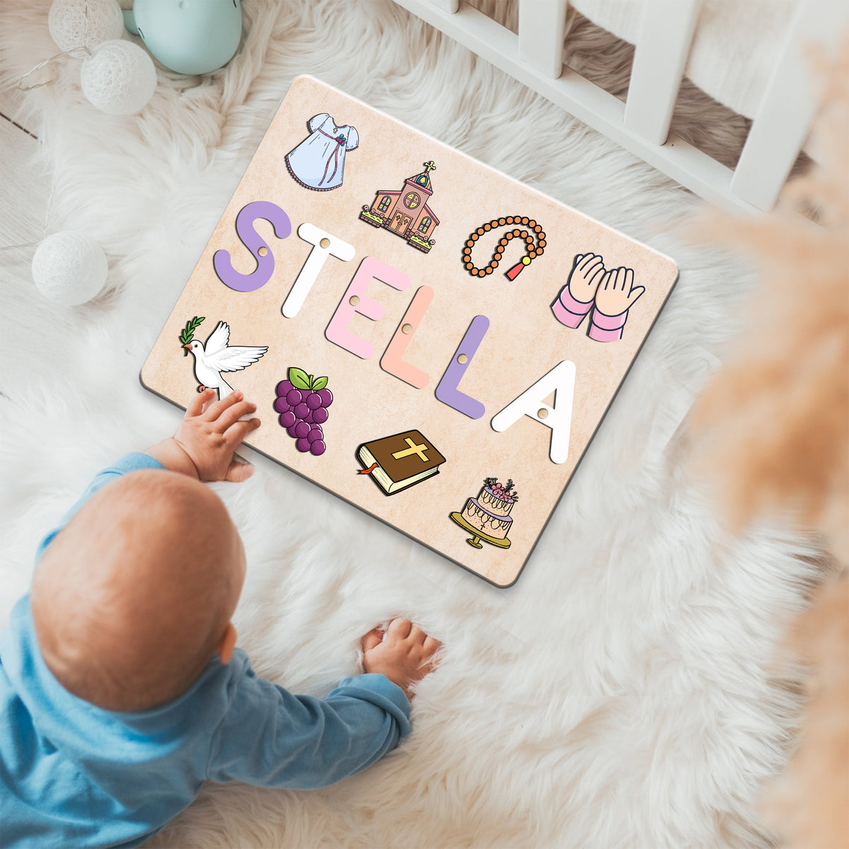Personalized Baby Girl Name Puzzle Wooden Baptism & Dedication Gift, Montessori Toys For Kids