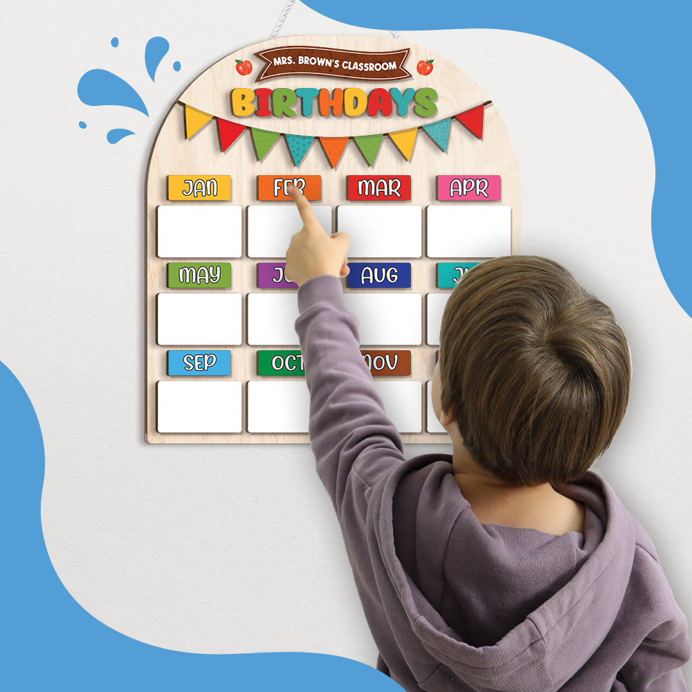 Personalized Wooden Birthday Chart Poster for Classroom, Birthday Calendar Class Birthday Chart Posters, Family Birthday Board, Back To School Teacher Supplies