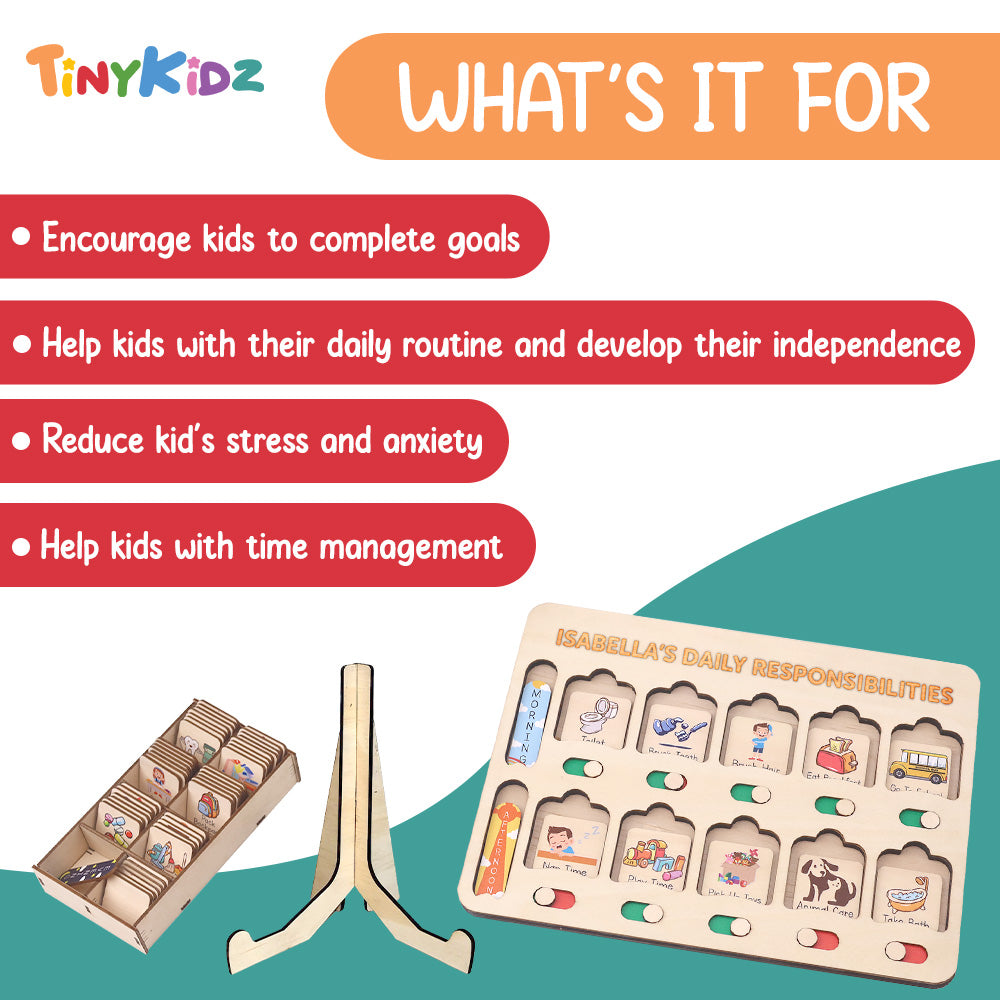 Personalized Kids Wooden Chore Chart List For Kids Custom Name