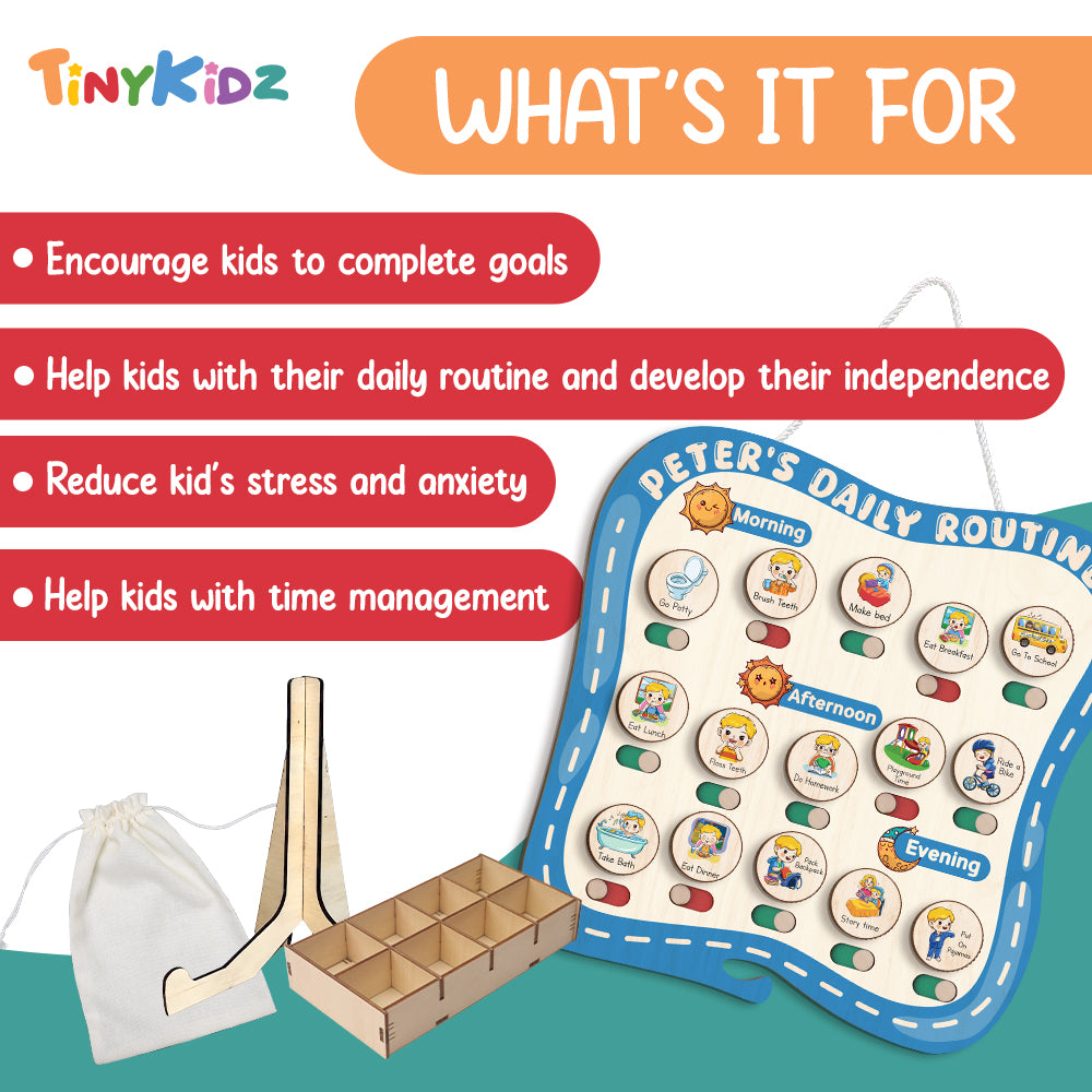Personalized Toddler Routine Chart, Daily Responsibility Chart For Boys, Girls, Toddler Routine Board