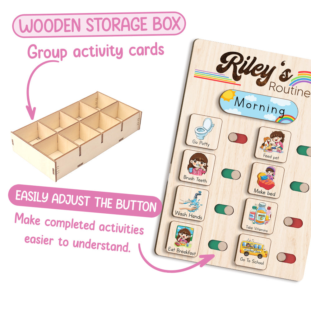 Personalized Wooden Toddler Routine Chart For Kids, Chart Of Chores For Kids, Behavior Chart For Kids