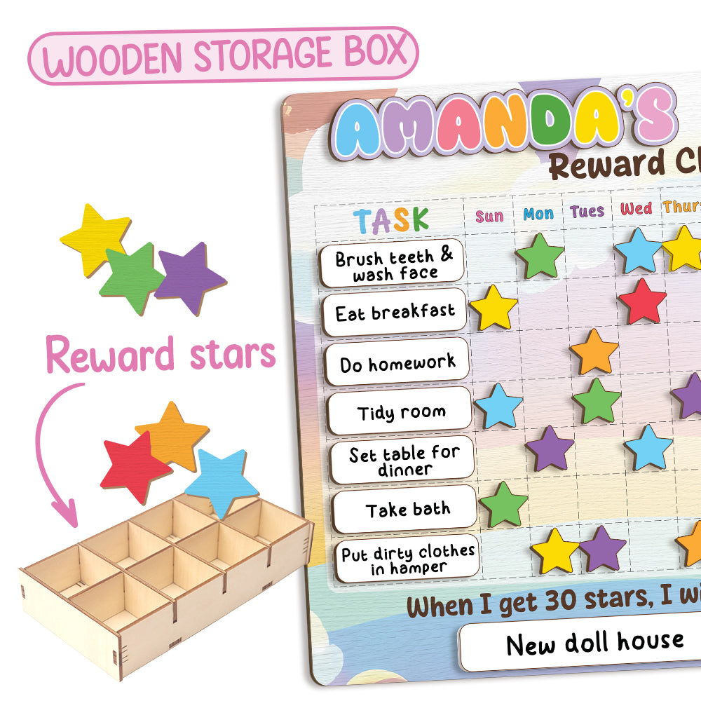 Personalized Wooden Chore Chart For Kids, Daily Routine Custom Name, Morning Routine Chart For Toddler