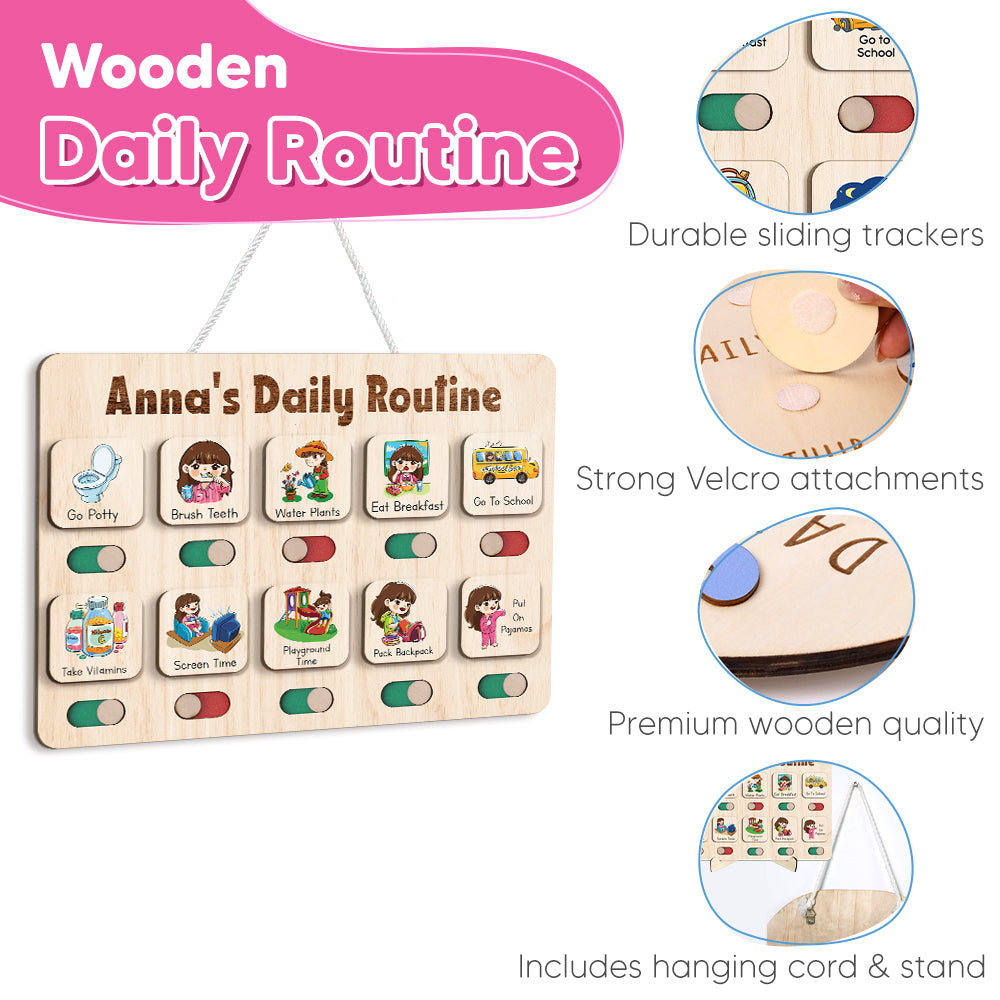 Visual Schedule For Kids With Autism, Wooden Routine For Kids, Chore Chart For Kids, Chore Chart for Toddlers 3-5