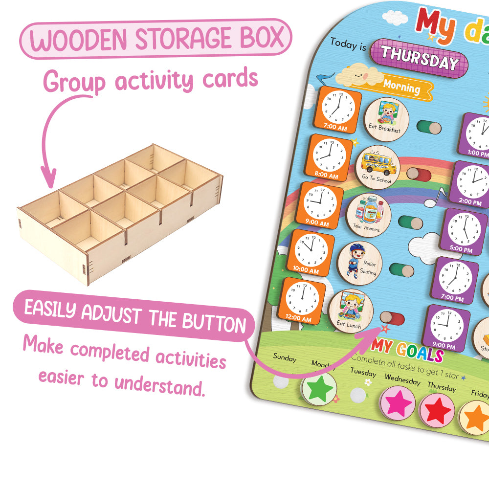 My Day Wooden Daily Routine For Kids, Chart Of Chores For Kids