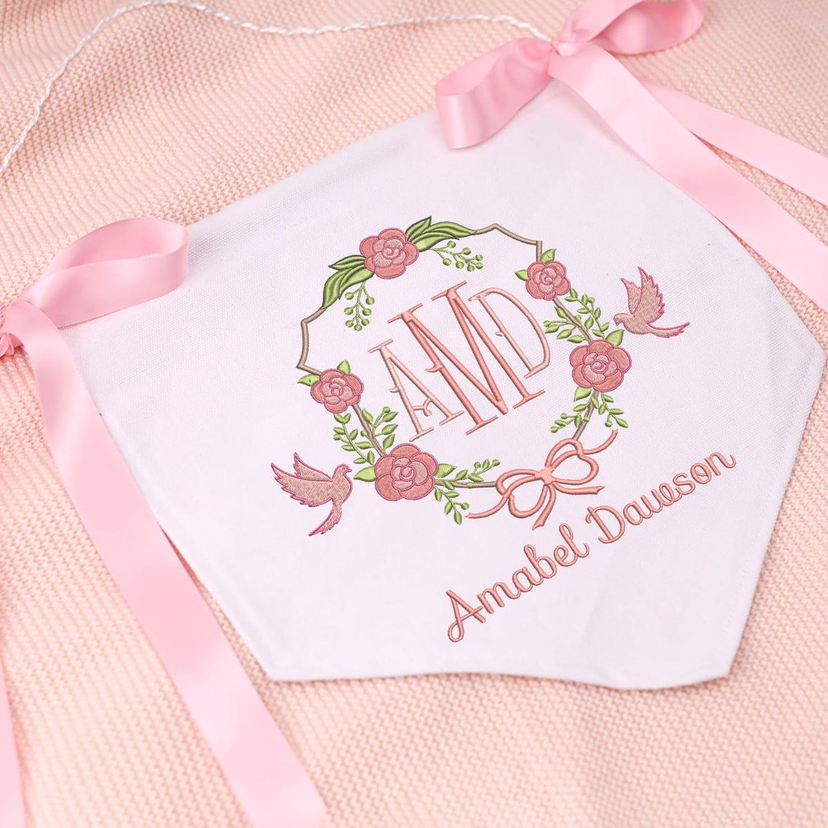 Baby Banner with BOWs, Personalized Baby Annoucement Sign, Baby Hospital Name Sign, Canvas Hanging Pennant Flag Baby Banner, Great gift for baby