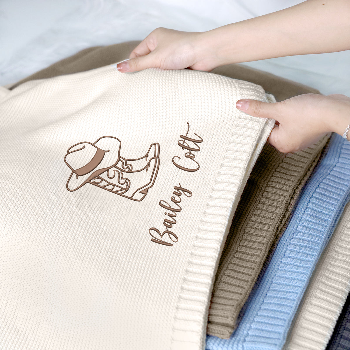 Baby Blankets Embroidered Name, Western Baby Stuff, Personalized Baby Blanket for Boys Girls, Custom Baby Name Blankets, Gift For Baby