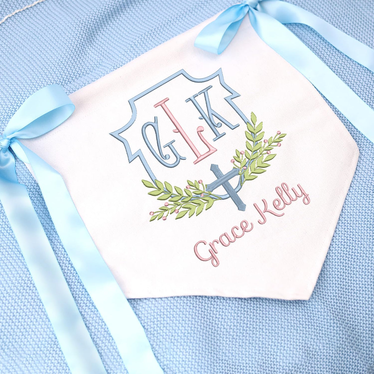Baby Crib Canvas Hanging Pennant Flag, Newborn Baby Banner with Bows Ribbon, Baby Shower Banner, Baby Room Front Door Sign, Nursery Wall Décor