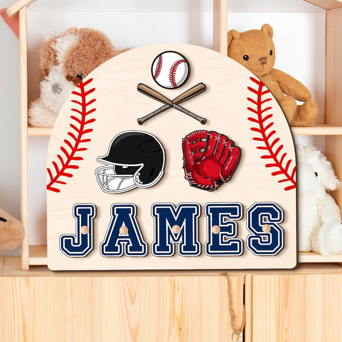 Baseball Themed Name Puzzle for Kids, Baby Shower Gift, Birthday Gift for Toddlers, Baby Puzzle Baseball