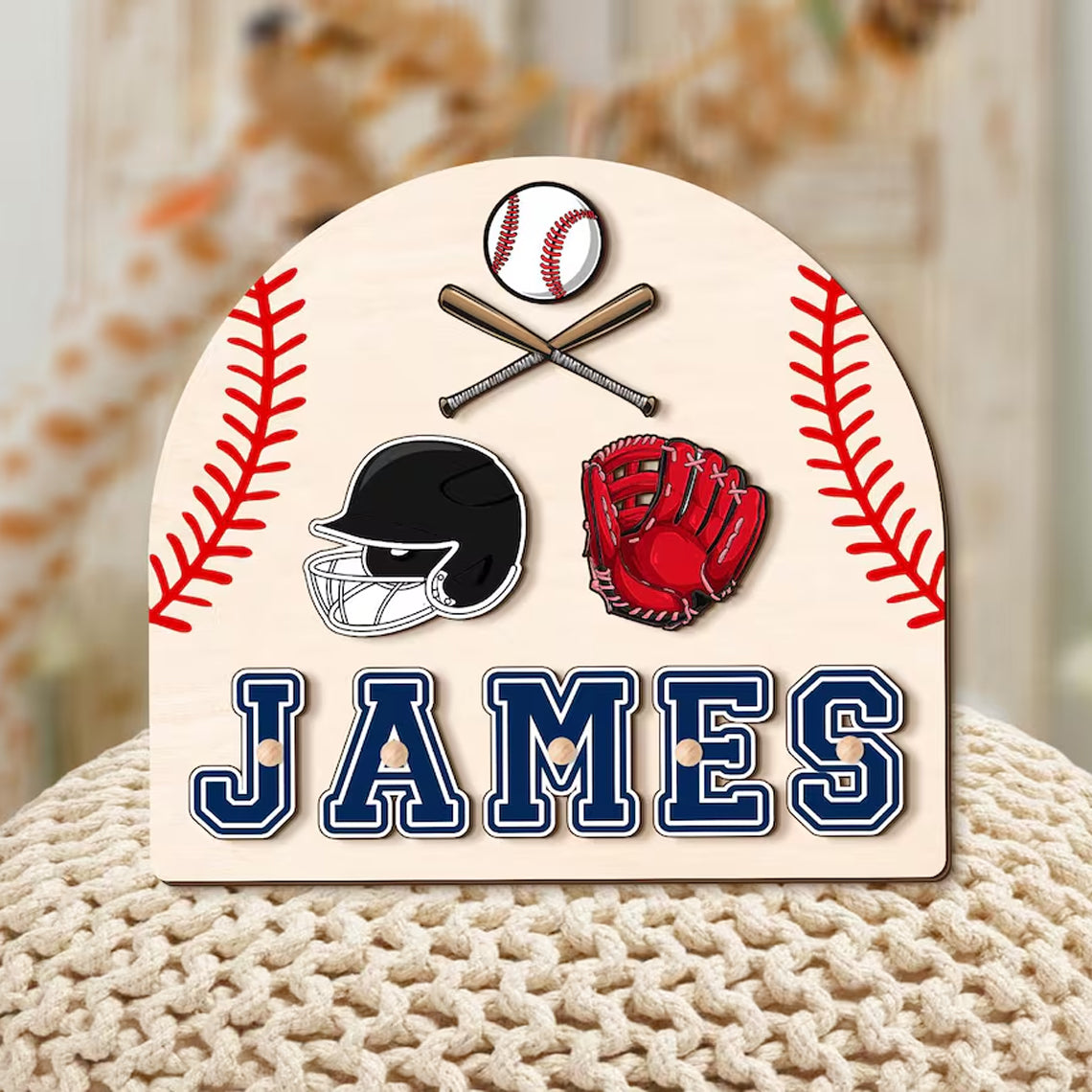 Baseball Themed Name Puzzle for Kids, Baby Shower Gift, Birthday Gift for Toddlers, Baby Puzzle Baseball