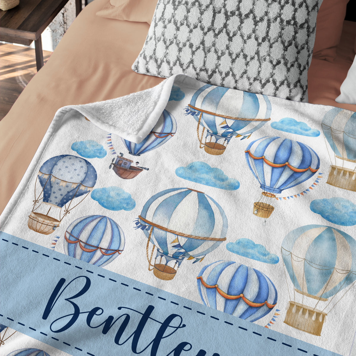 Blue Baby Blanket, Personalized Baby Blankets for Boys, Swaddle Blanket, Plush Blankets for Son Grandson Newborn Toddlers Kids
