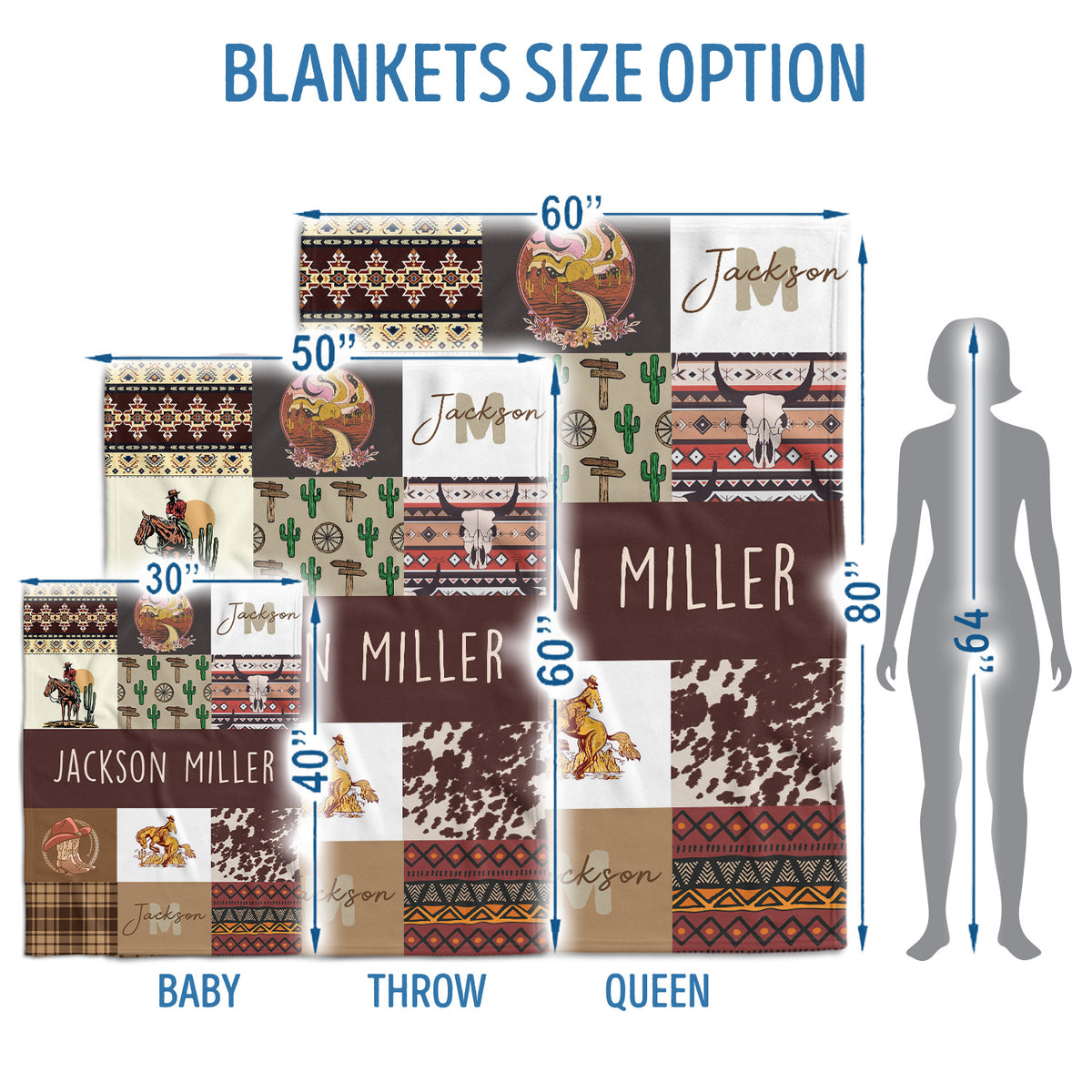 Brown Cowboy Blankets Pattern, Baby Stuff, Personalized Baby Blankets for Boys Girls, Fleece Blankets for Son Newborn Infant