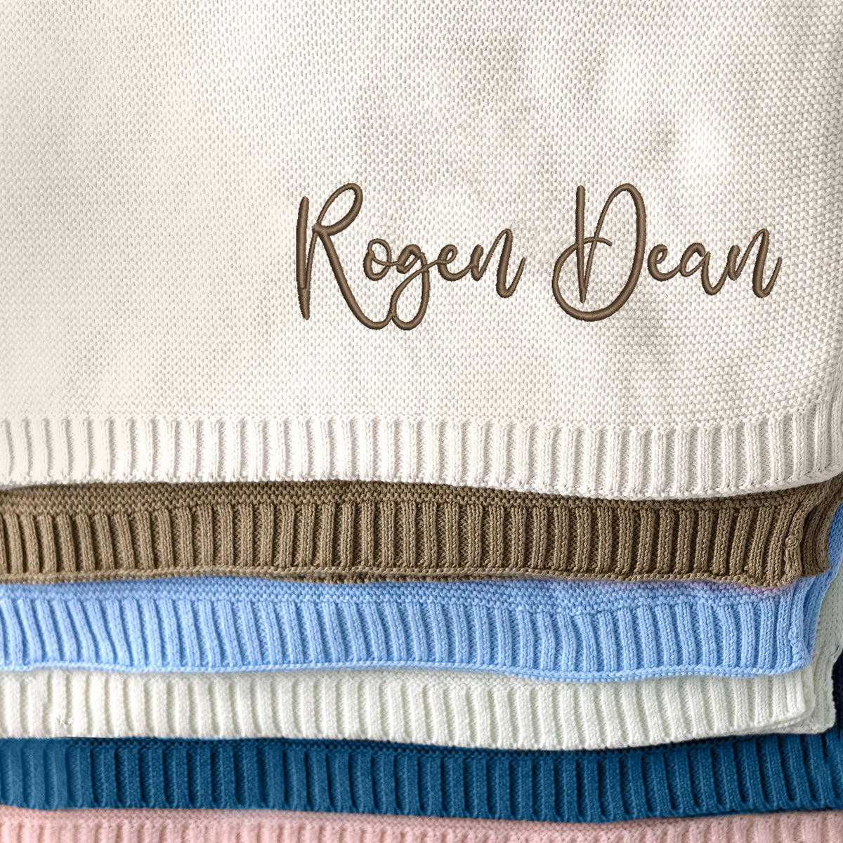 Cotton Knitted Baby Blankets Embroidered, Personalized Baby Blanket for Boys Girls, Custom Baby Name Blankets, Embroidery Blankets
