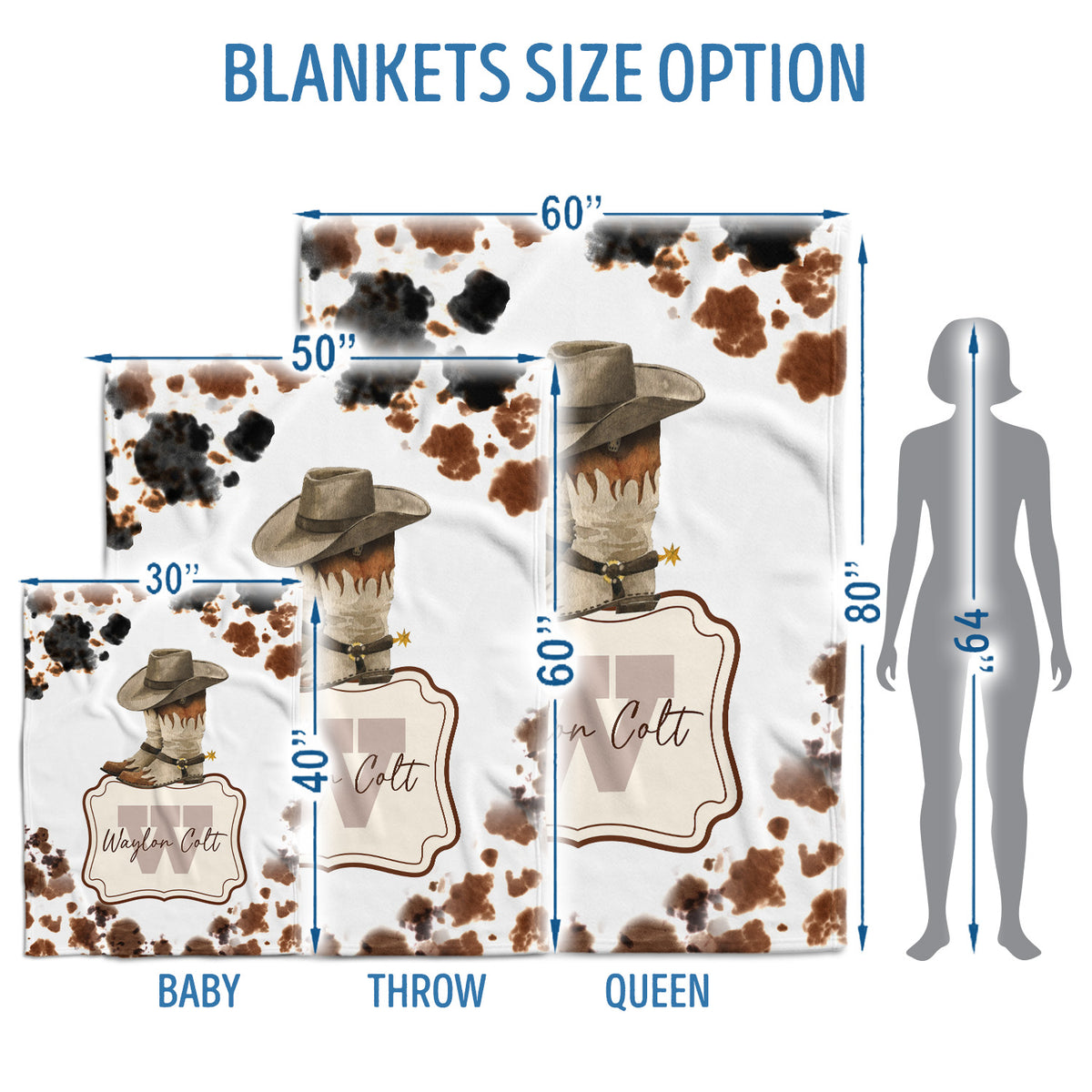 Cowboy Baby Blankets, Personalized Baby Blankets with Name, Custom Name Baby Blanket, Swaddle Baby Blanket, Crib, Gift For Kids