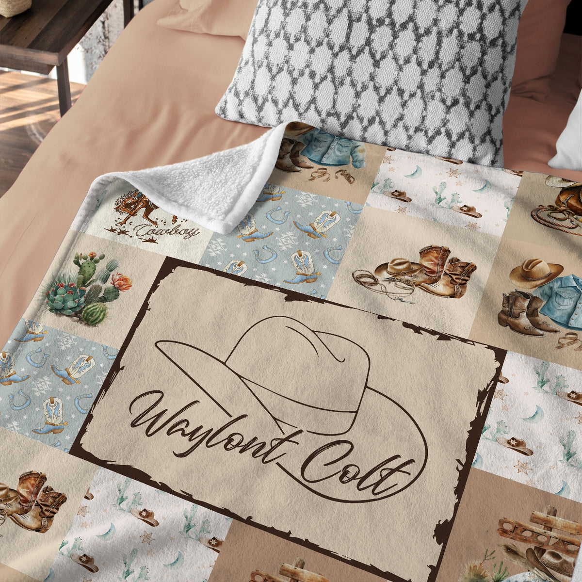 Cowboy Baby Blankets, Personalized Baby Blankets with Name For Baby, Custom Name Baby Blanket, Swaddle Baby Blanket
