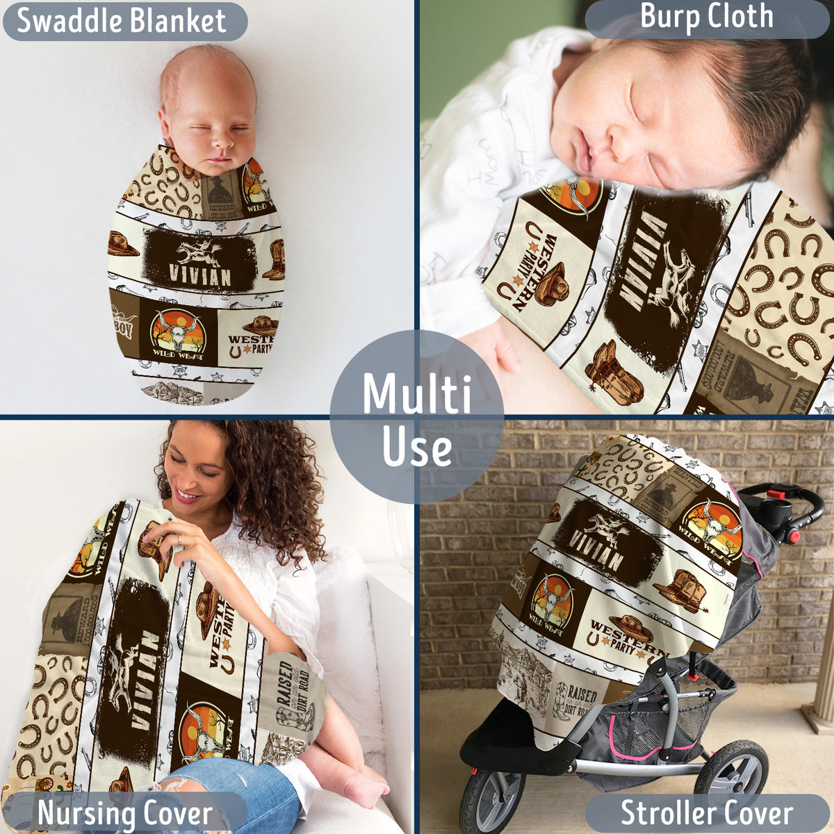 Custom Baby Blankets For Boys, Cowboy Baby Stuff, Western Blanket For Baby Girls, Custom Name Western Nursery Decorations