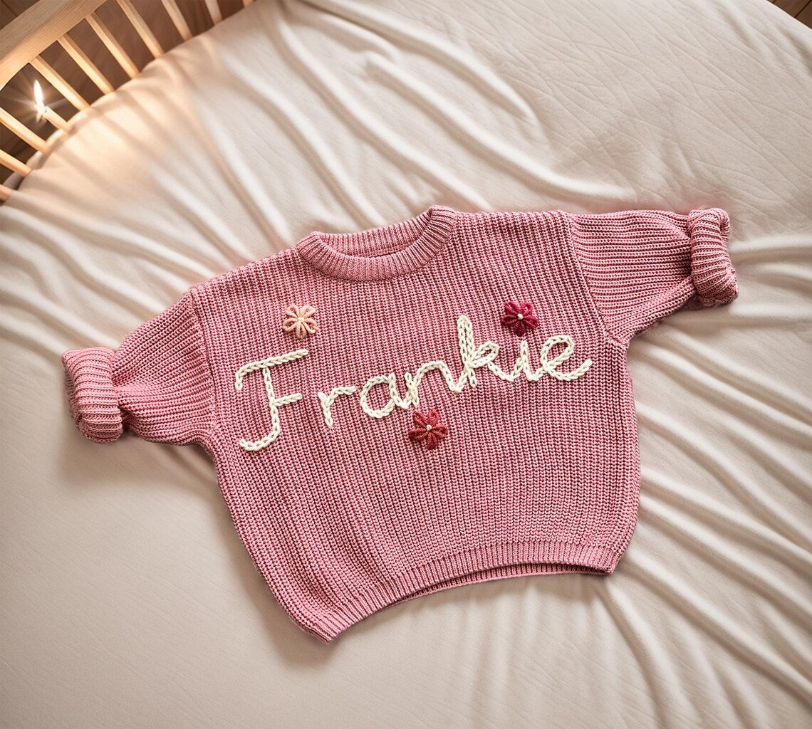 Custom Baby Name Sweate, Embroidered Baby Sweatshirt, Personalized Baby Clothes, Baby Knit Sweater, Kids Jumper, Baby Shower Gifts
