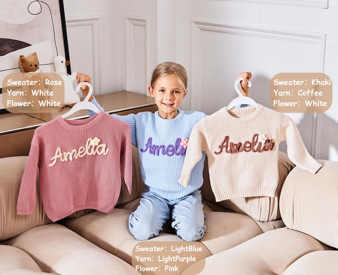 Custom Embroidered Baby Name Sweater, Embroidered Sweater, Personalised baby Jumper, Baby Gifts, Christmas Gift
