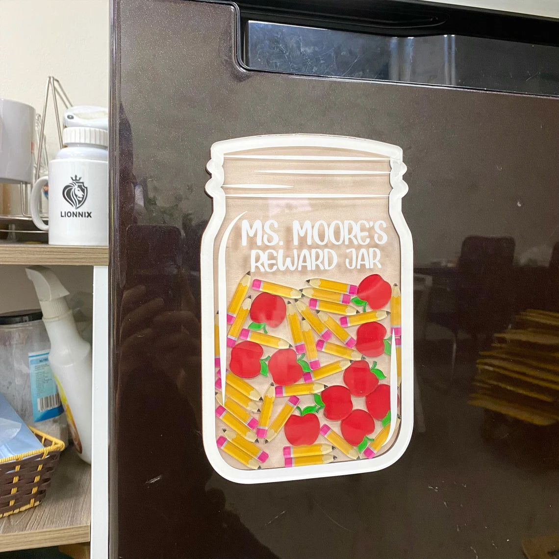 Custom Kids Reward Jar For Classroom, Apples and Pencils Reward Jar for Teacher, Back To School Gift