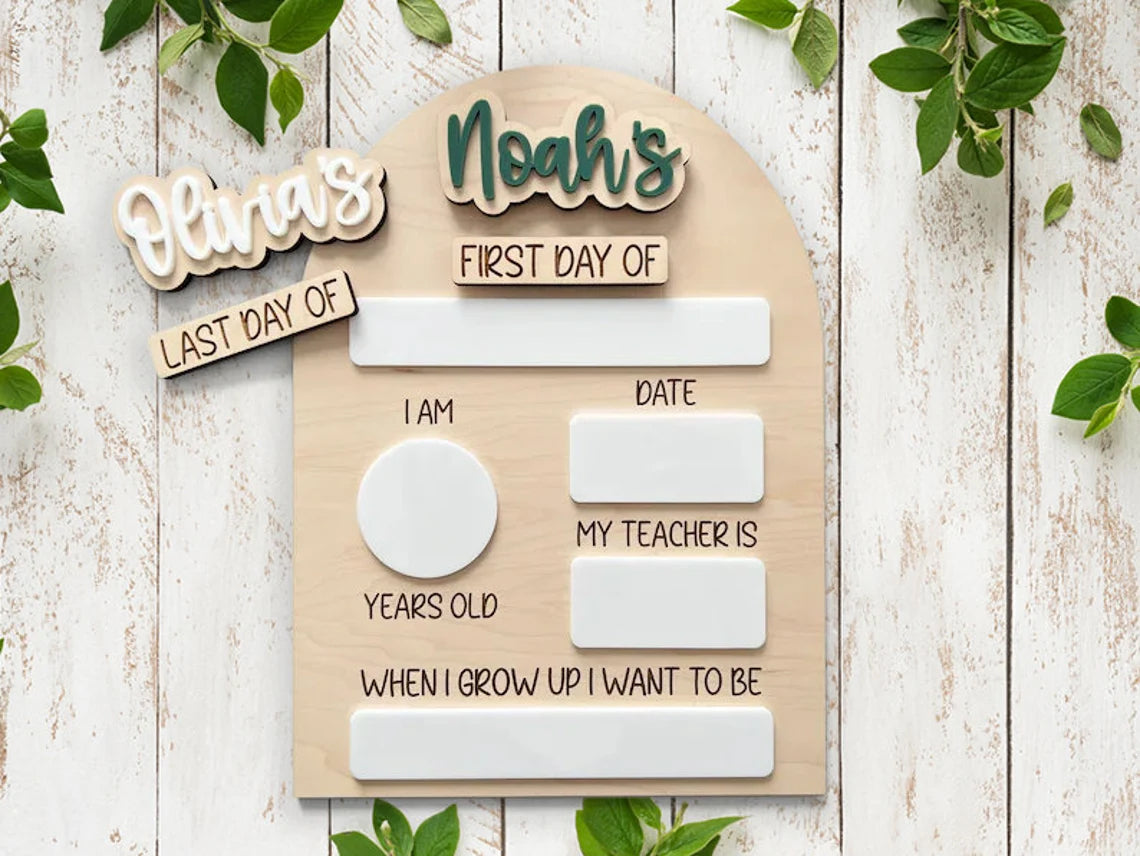 Customized First And Last Day School Sign, Back to School Sign, Gift for Kids