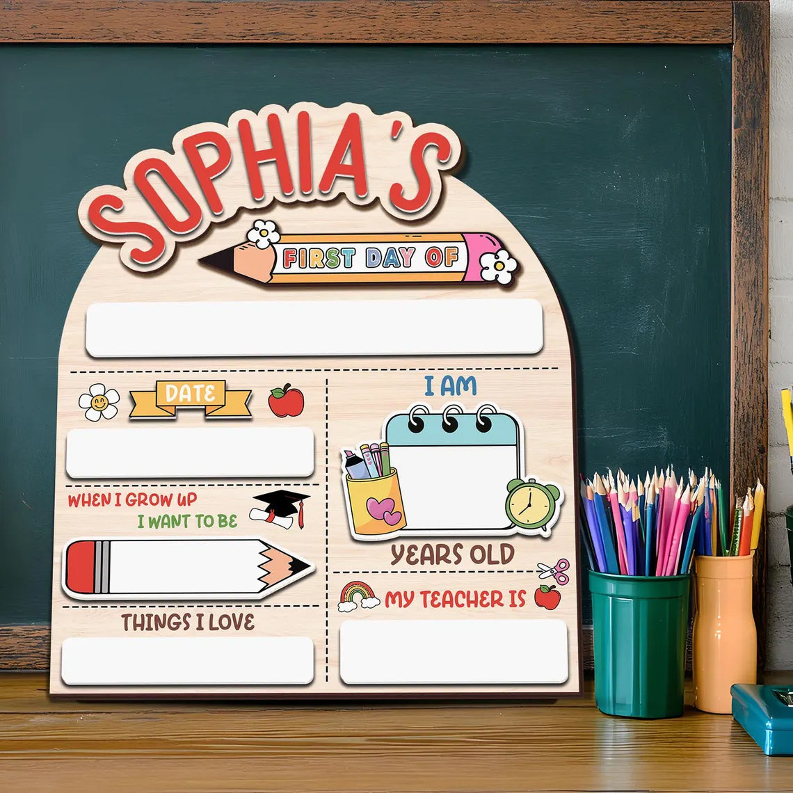 Customized First And Last Day School Sign, Back to School Sign, Kindergarten 1st First Day School Wooden