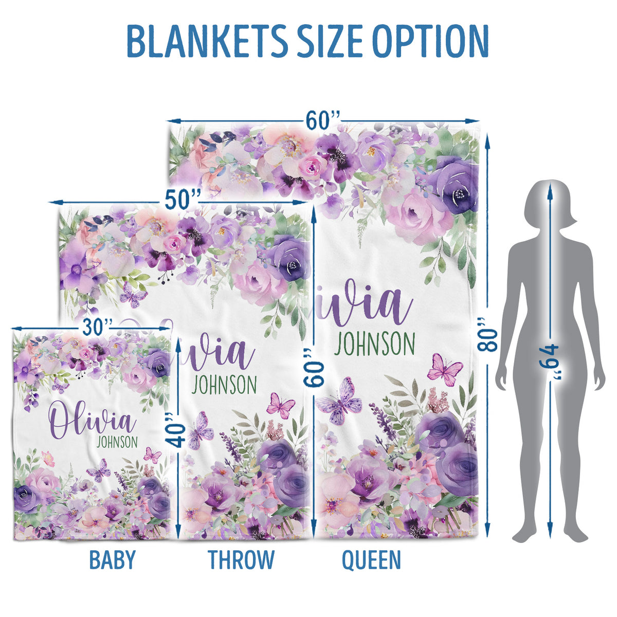Customized Name Baby Girl Blanket For NewborToddler Nursery Bed Blankets Stroller Crib Shower Gifts, Super Soft Plush Fleece