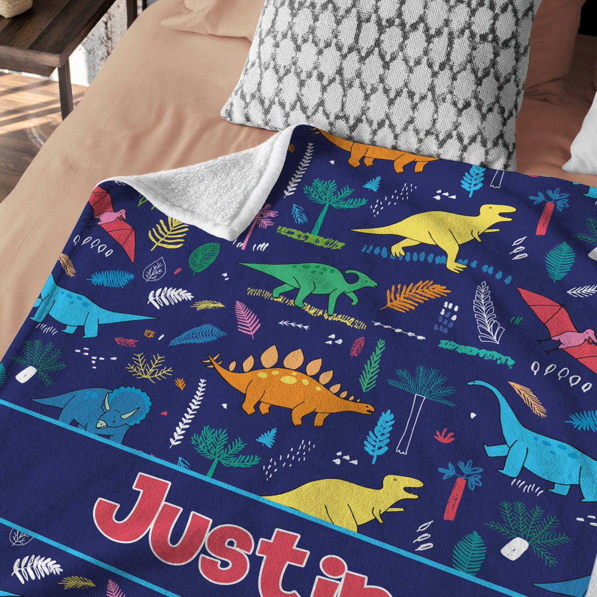 Dinosaur Baby Blankets, Personalized Baby Blankets, 3 Sizes Plush Blankets for Infant Newborn Kid Son Daughter