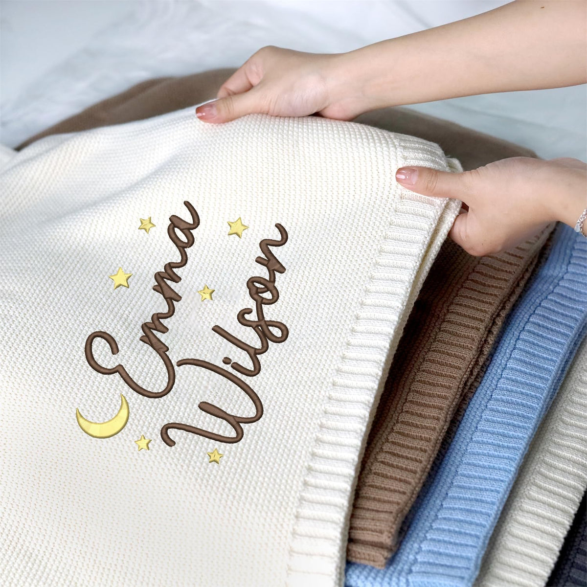 Embroidered Baby Blanket Name, Personalized Baby Blanket with Name for Boys Girls, Strollers Blanket, Car Seat Blanket