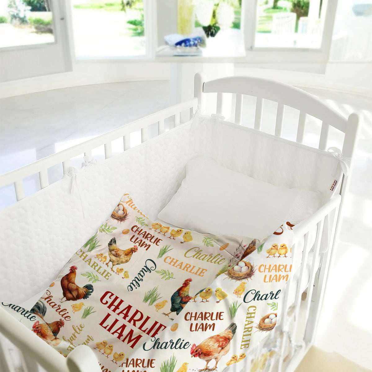 Farm Animals Baby Blanket, Customized Baby Blankets Name for Toddler Baby Nursery Bed Blankets Stroller Crib Shower Gifts