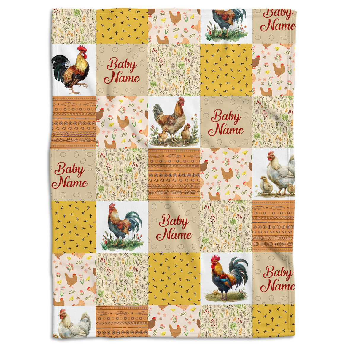 Farm Animals Baby Blanket, Personalized Baby Blankets for Boys Girls, Toddler Baby Nursery Bed Blankets Stroller Crib Shower Gifts (Chicken)