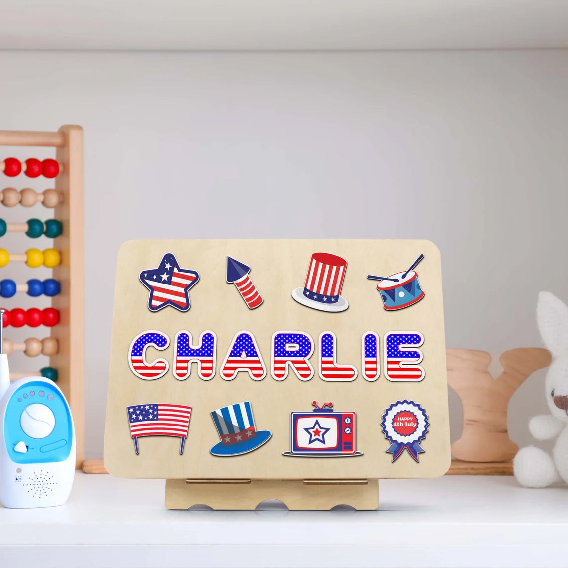 Fourth Of July Puzzle Toys Personalized Name Puzzle With Pegs - 1 Year Old Gift
