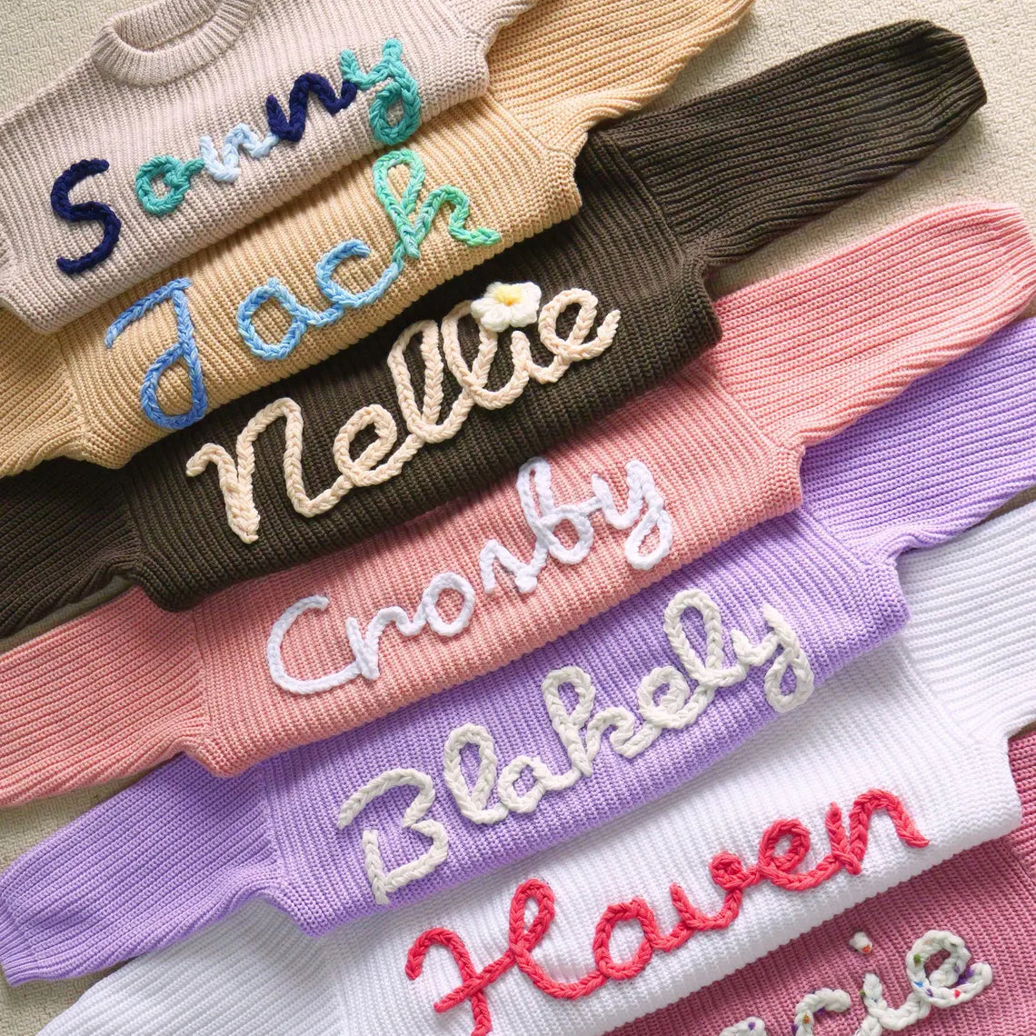 Hand Embroidered Name Sweater, Personalized Newborn Baby Name Sweater, Baby Sweater With Name,Baby Shower Gift,Birthday Gift For baby