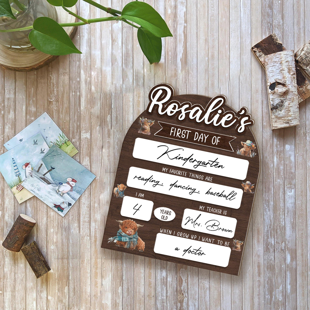Personalized Wooden Sign for Kindergarten, First & Last Day of School Board, 1st Day of Preschool Board, Back To School Sign
