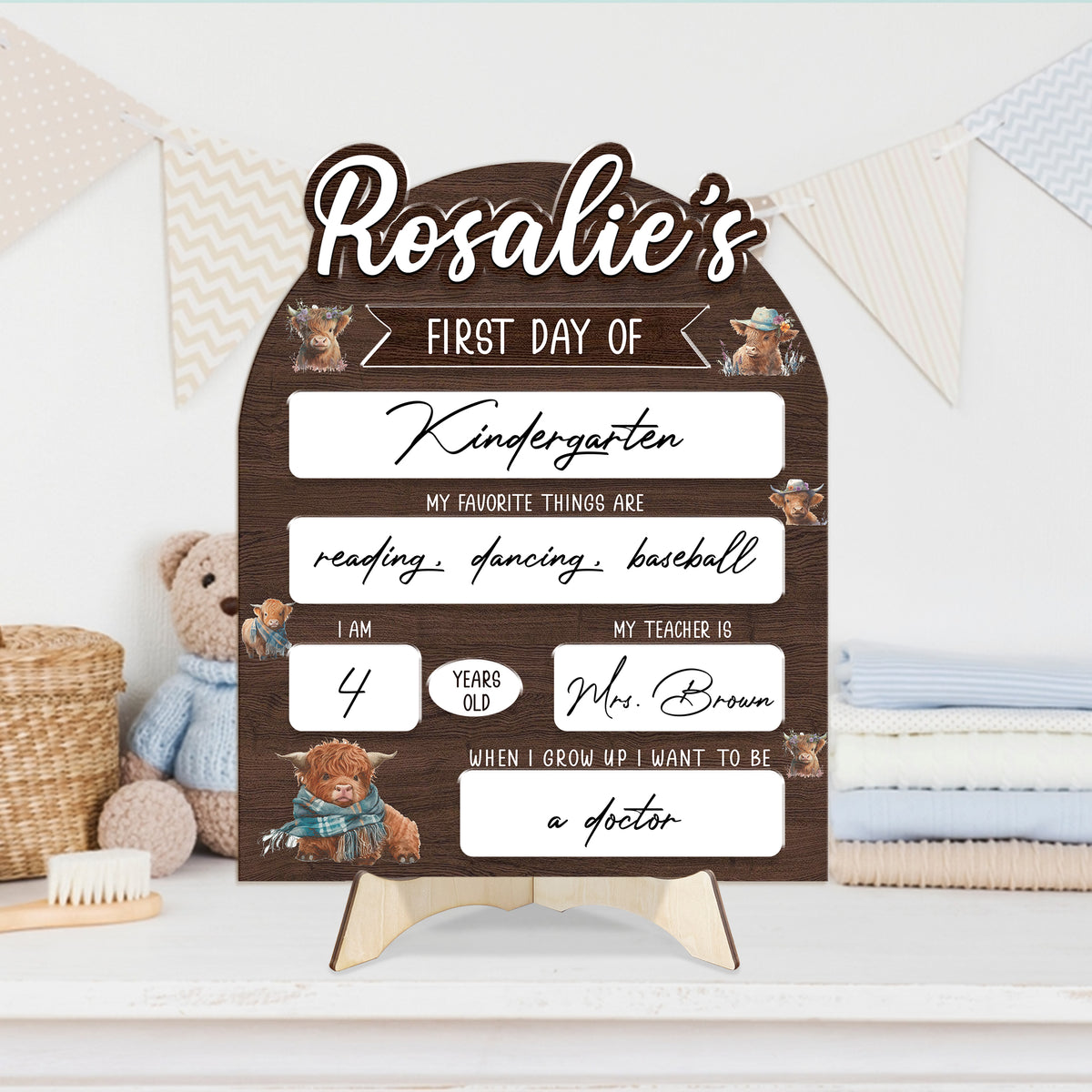 Personalized Wooden Sign for Kindergarten, First & Last Day of School Board, 1st Day of Preschool Board, Back To School Sign