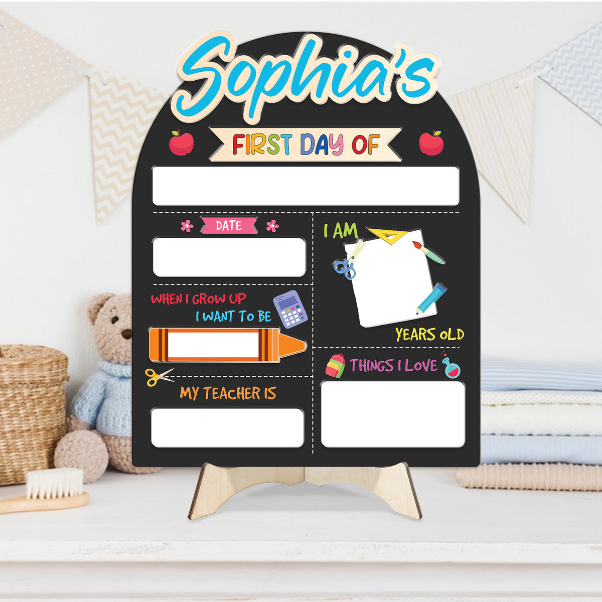 Personalized First and Last Day School Sign, Wooden Board for Toddler, Gift For Kids, Back to School Dry Erase Sign
