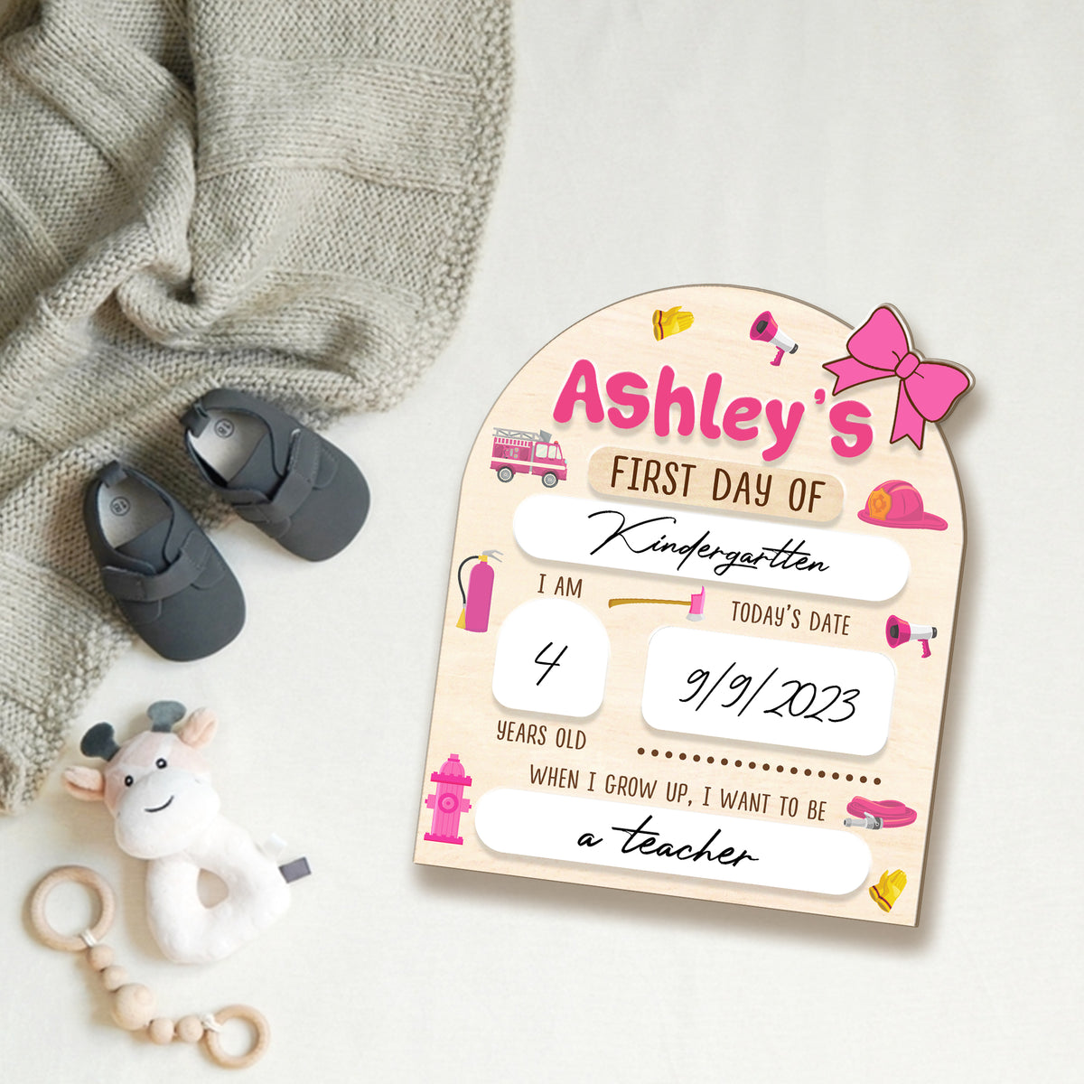 Personalized Wooden School Board For Toddler Kindergarten, First & Last Day of School Sign, Gift For Class