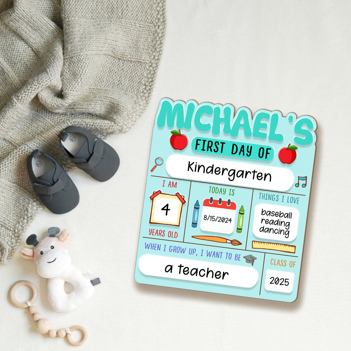 Personalized Wooden School Board Gift Student, First & Last Day of School Board, Kindergarten Sign for Toddler, Gift For Kids