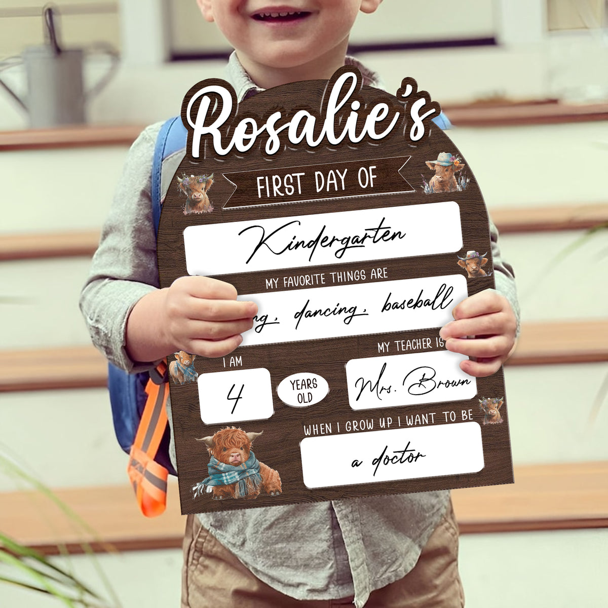 Personalized Wooden Sign for Kindergarten, First & Last Day of School Board, 1st Day of Preschool Board, Back To School Sign