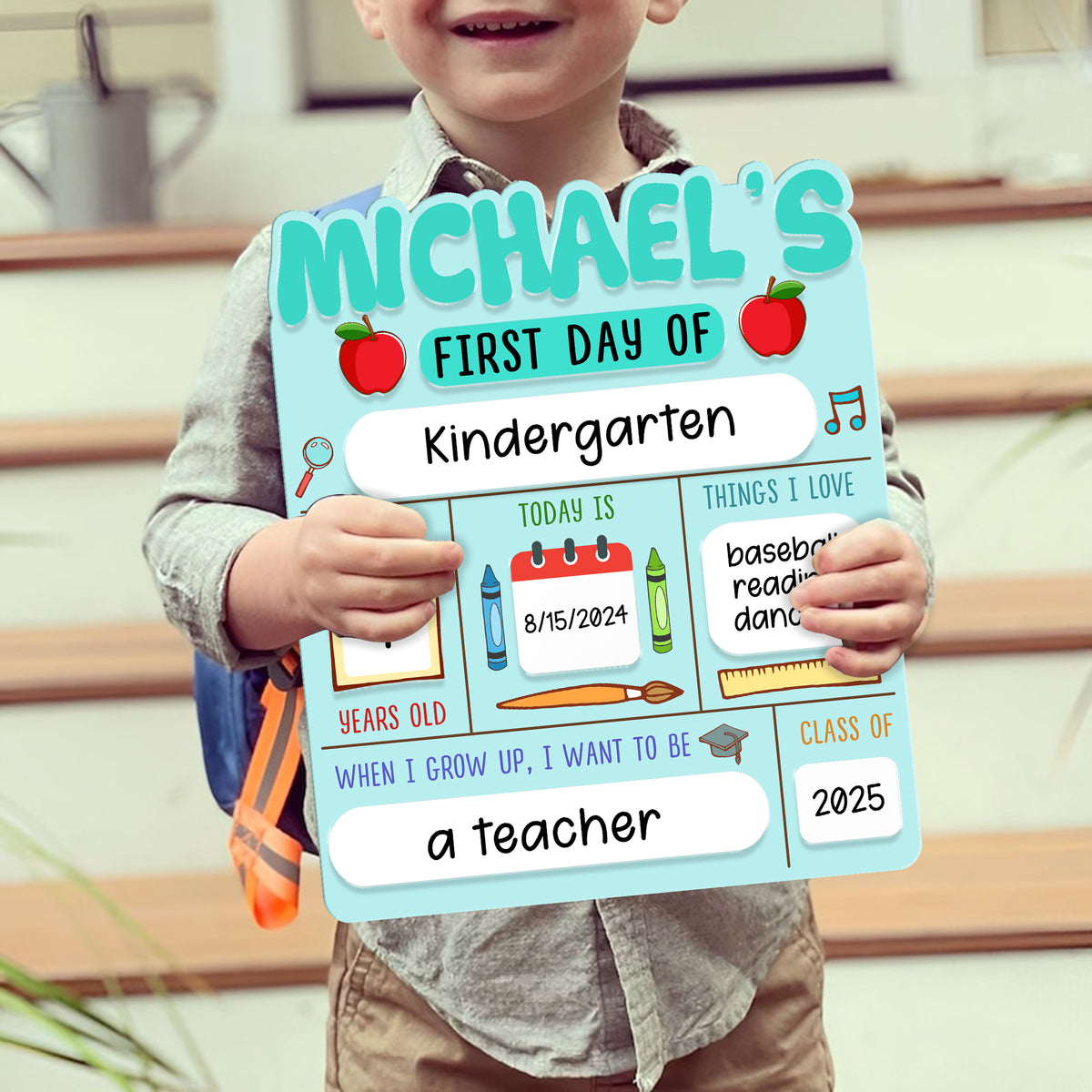 Personalized Wooden School Board Gift Student, First & Last Day of School Board, Kindergarten Sign for Toddler, Gift For Kids