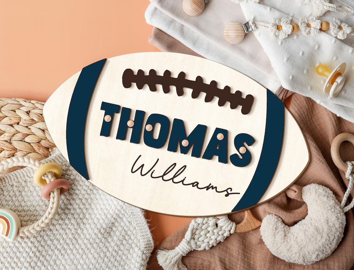 Name Puzzle Gift for Kids, Personalized Name Puzzle with Ball, Football Theme Custom Puzzle for 2 3 Years Olds Boy